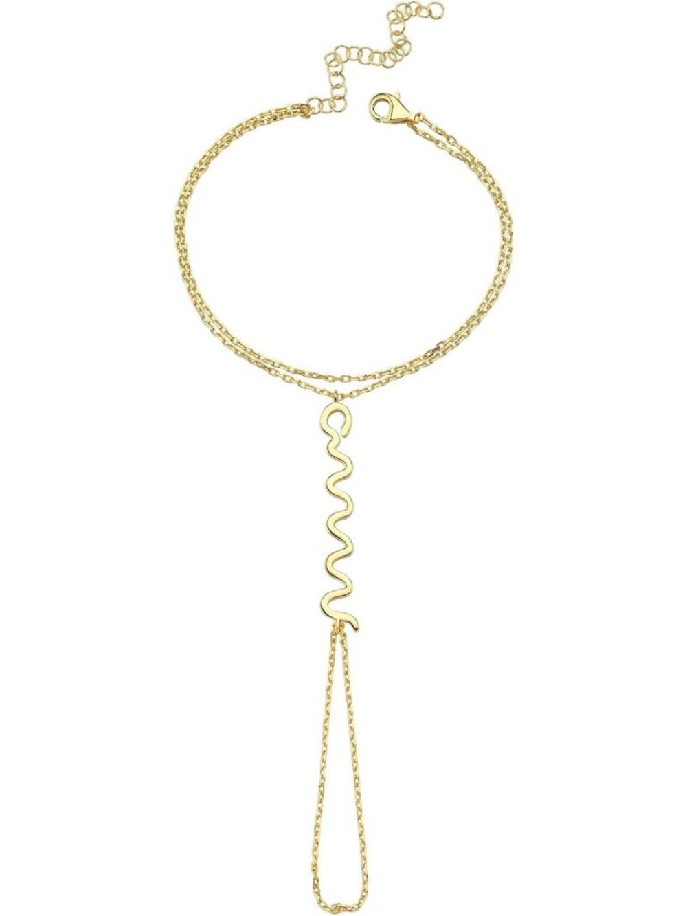 Dainty 18K Gold Vermeil Adjustable Hand Chain Bracelet Ring, Charm Jewelry Gift